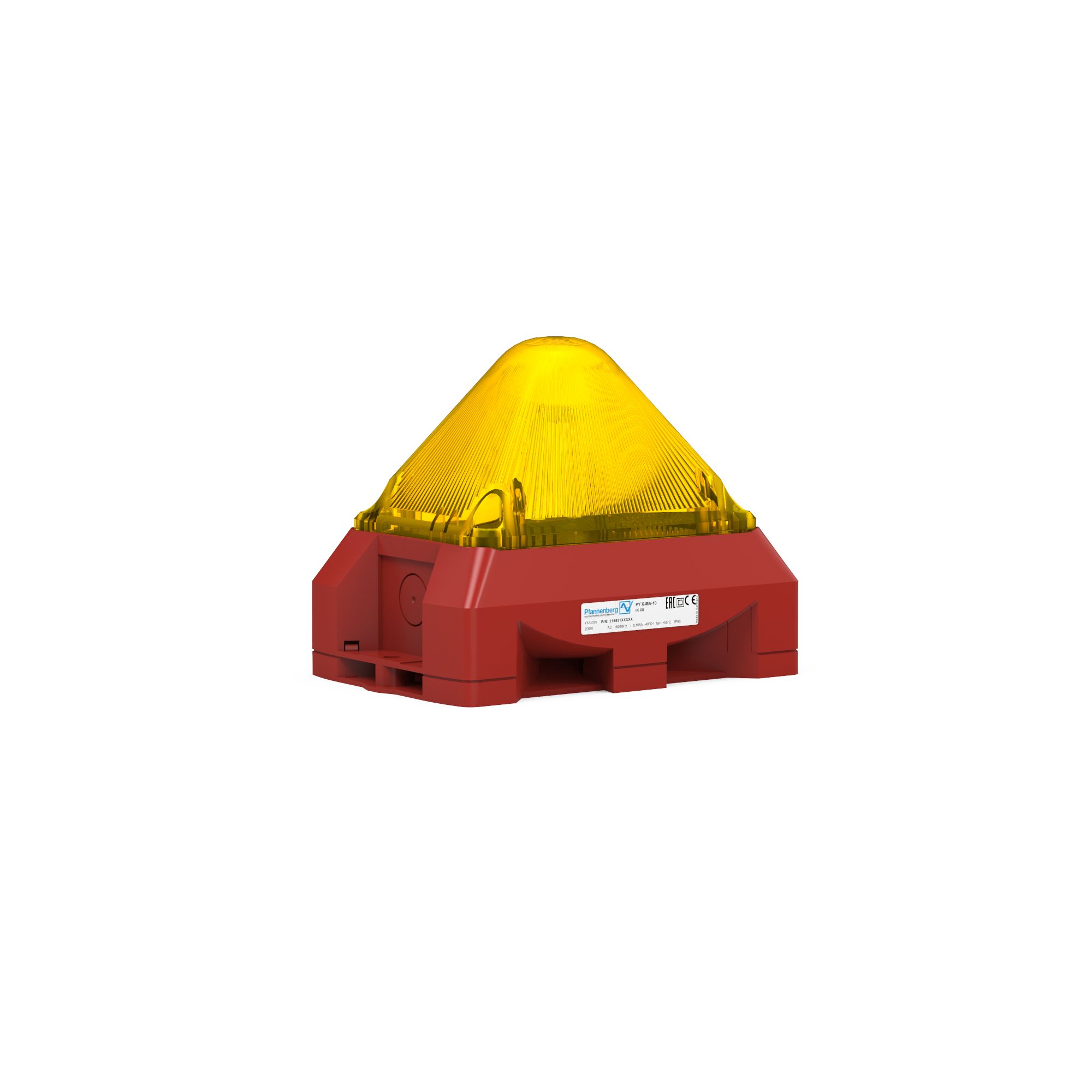Pfannenberg PY X Series Yellow Beacon, 24 V ac/dc, IP66, Free Mount, 101dB at 1 Metre