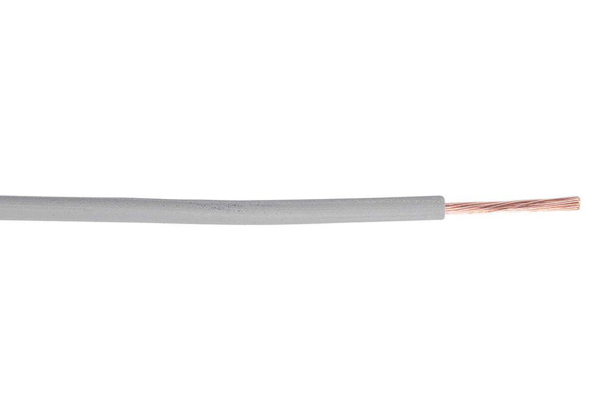 RS PRO Grey 0.75mm² Hook Up Wire, 18 AWG, 100m, PVC Insulation