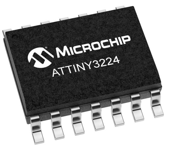 Microchip ATTINY3224-SSU, 16 bit AVR CPU, ATTINY3224 Microcontroller, 20 MHz, 32kB FLASH, 14-Pin SOIC
