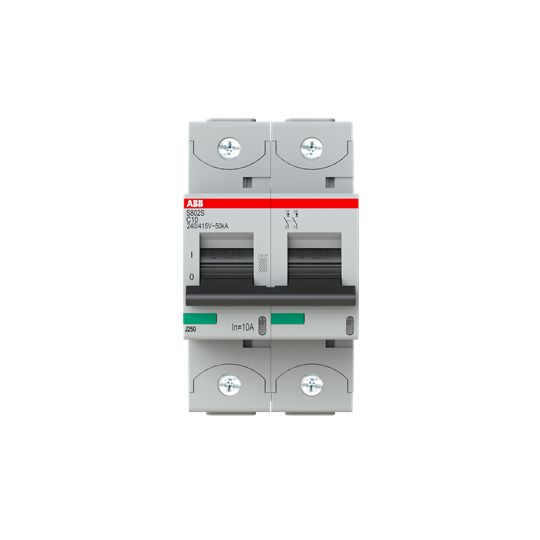 ABB S800S MCB, 2P, 10A Curve C, 240V AC, 50 kA Breaking Capacity