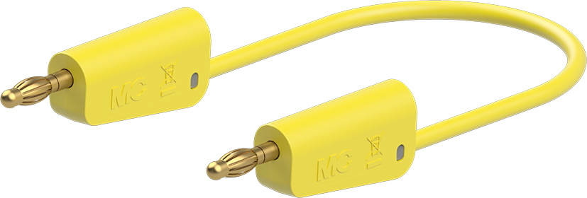 Staubli Test lead, 19A, 30V ac, Yellow, 500mm Lead Length