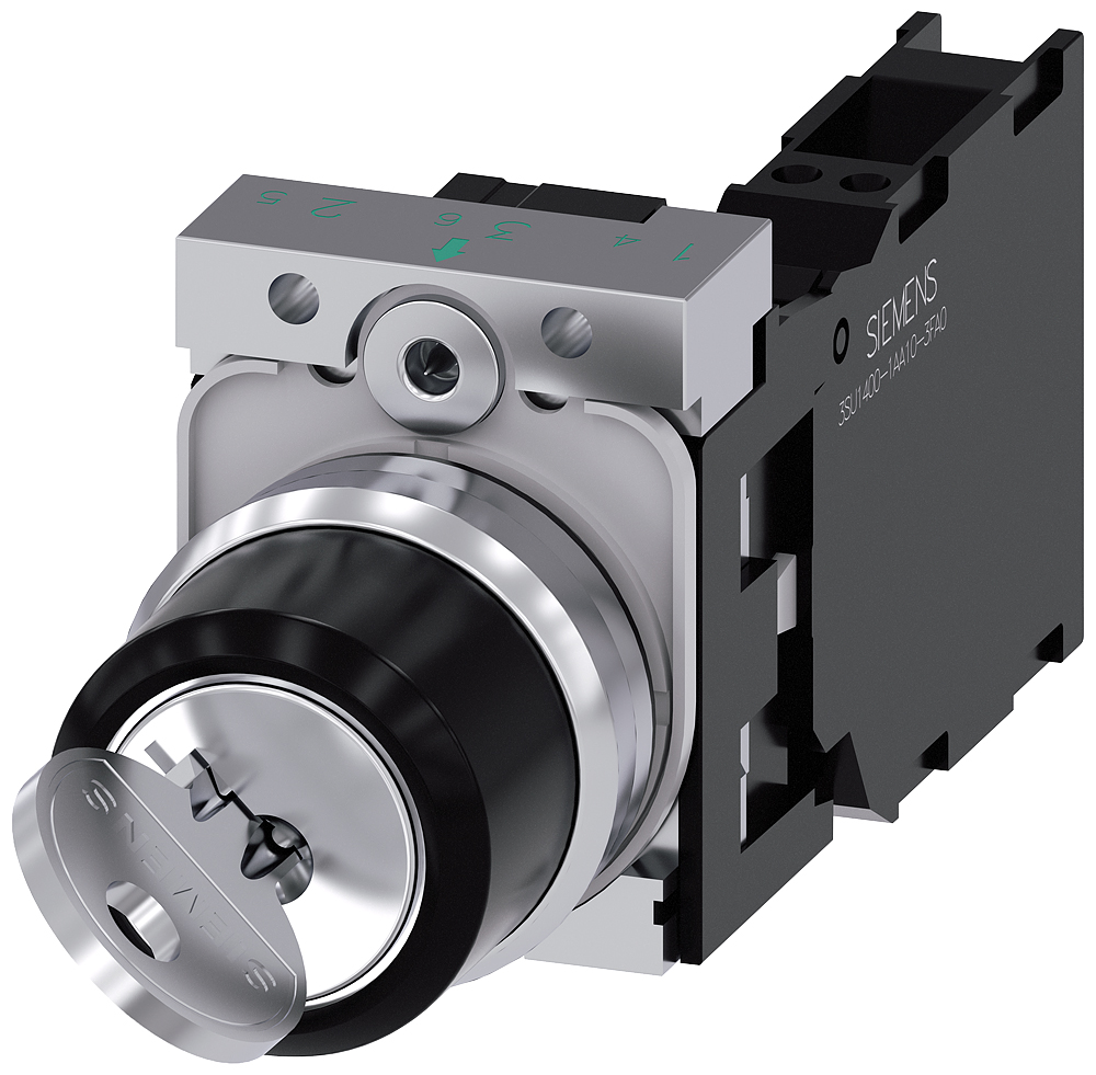 Siemens IP66, IP67, IP69 Key Switch, SPST, SPST 2-Way