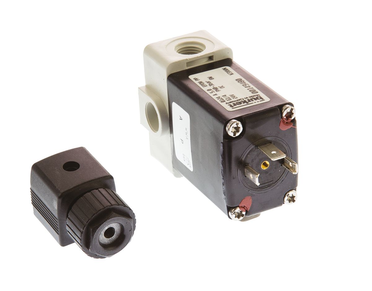 Burkert Solenoid Valve 061321, 2 Port, NC, 24 V dc 1/4 in G, 6.35 mm