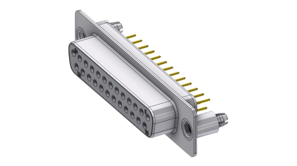 Deltron Connectors DTS 25 Way Through Hole PCB D-sub Connector Socket, 2.84mm Pitch