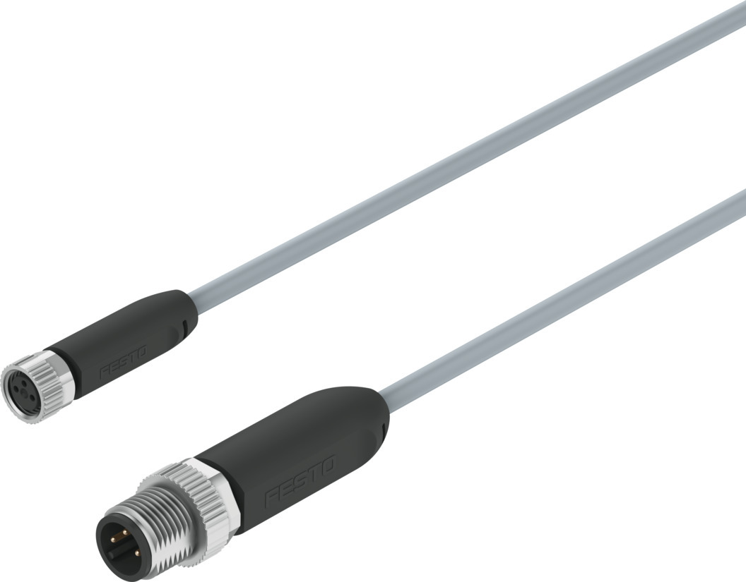 Festo Male 3 way Socket to Female 3 way Plug Actuator/Sensor Cable, 5 m