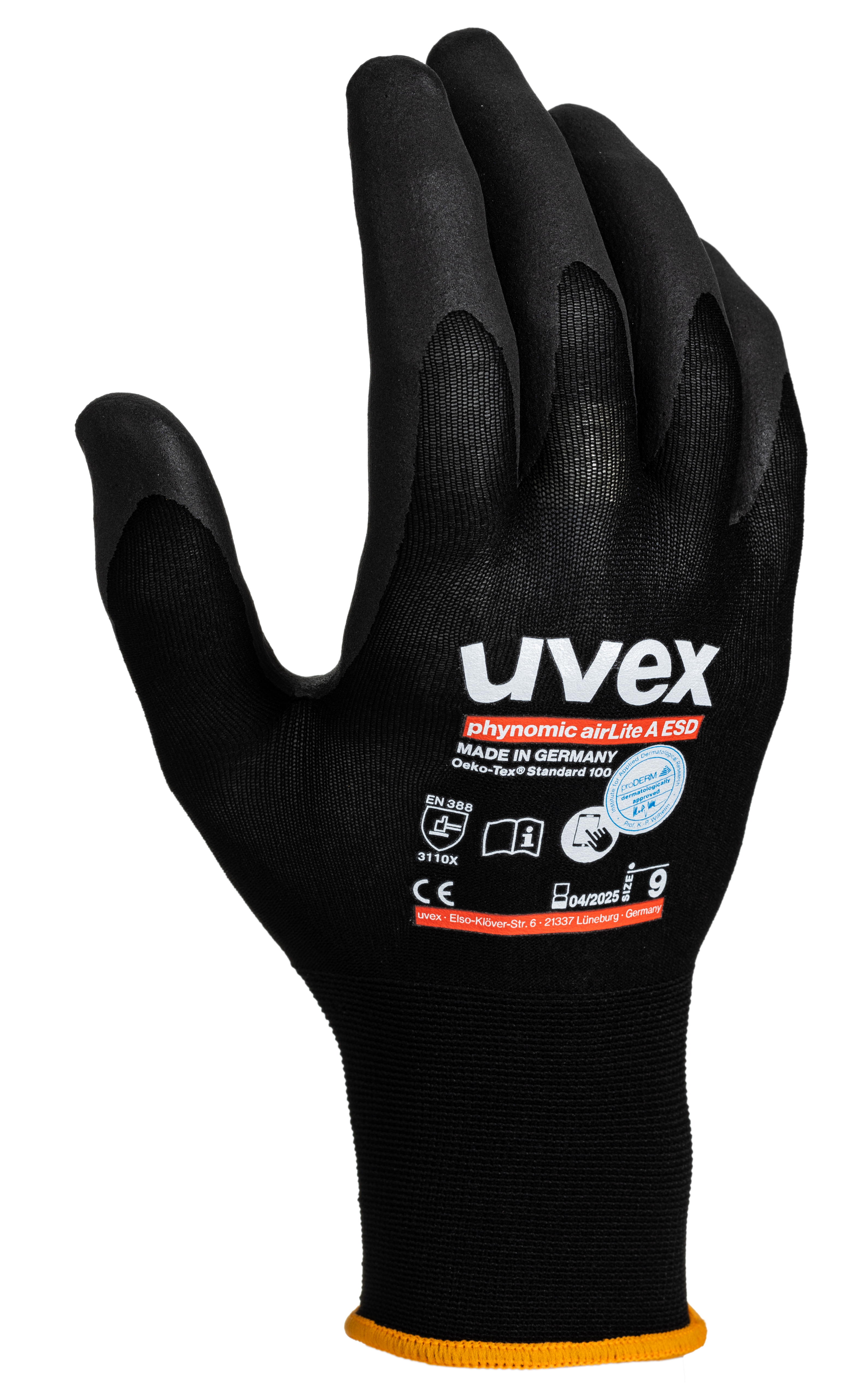 uvex Polyamide, Elastane, 1 Gloves Anti-Static Gloves, Size 9