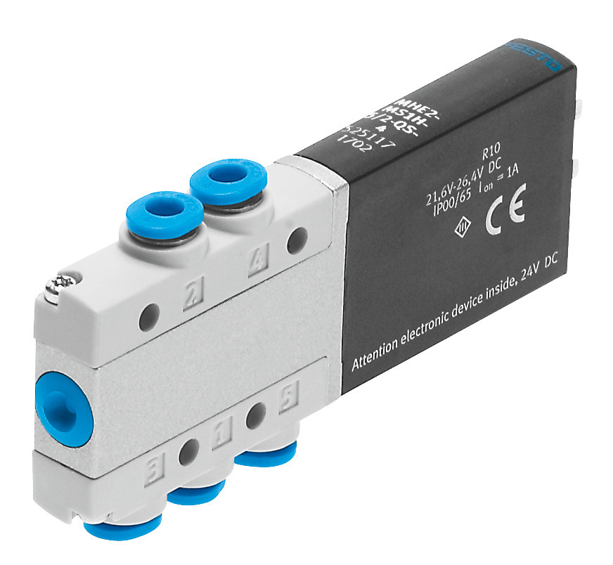 Festo 5/2 Monostable Solenoid Valve - Electrical MHE2 Series 24V dc, 525117