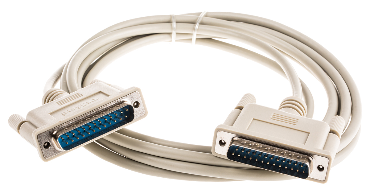 Roline Male 25 Pin D-sub to Male 25 Pin D-sub Serial Cable, 3m