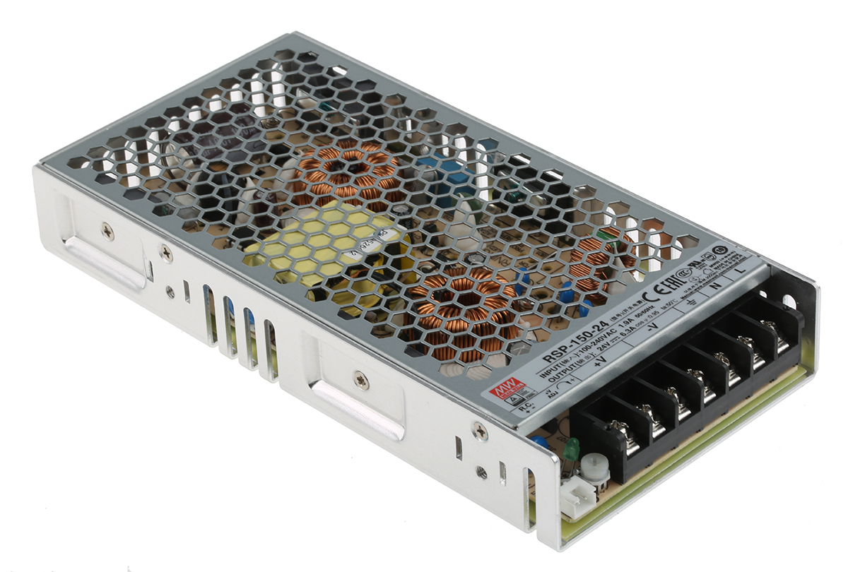 MEAN WELL Switching Power Supply, RSP-150-24, 24V dc, 6.3A, 151W, 1 Output, 120 → 370 V dc, 85 → 264 V ac