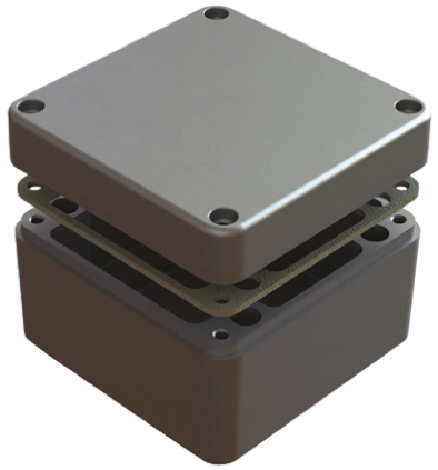 Deltron 486 Series Grey Aluminium Enclosure, IP68, Grey Lid, 120 x 120 x 80mm