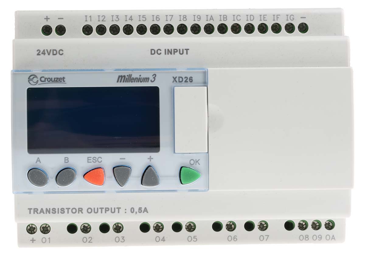 Crouzet Millenium 3 Series Logic Module, 24 V dc Supply, Solid State Output, 16-Input, Digital Input