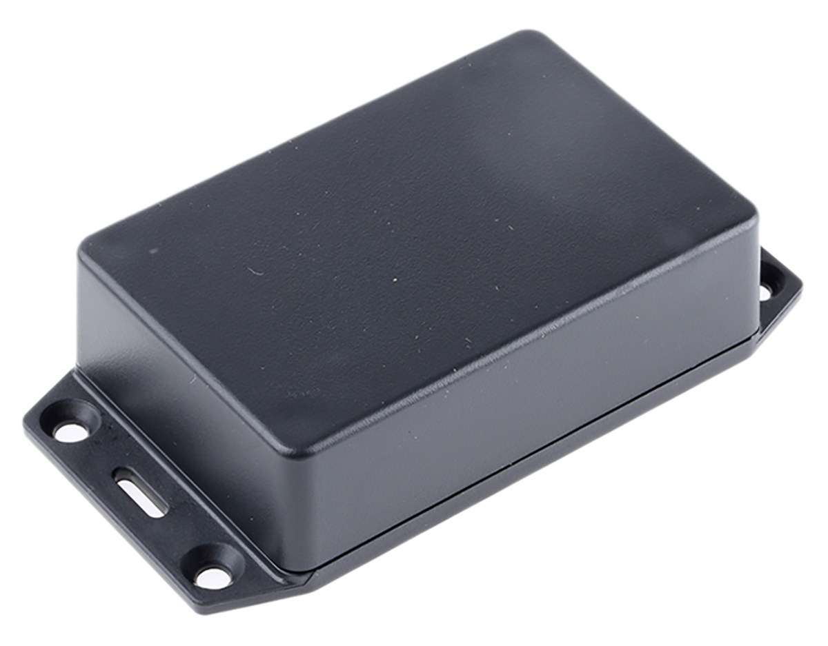 Hammond 1591 Series Black ABS Enclosure, IP54, Flanged, Black Lid, 86.24 x 57.04 x 24.25mm