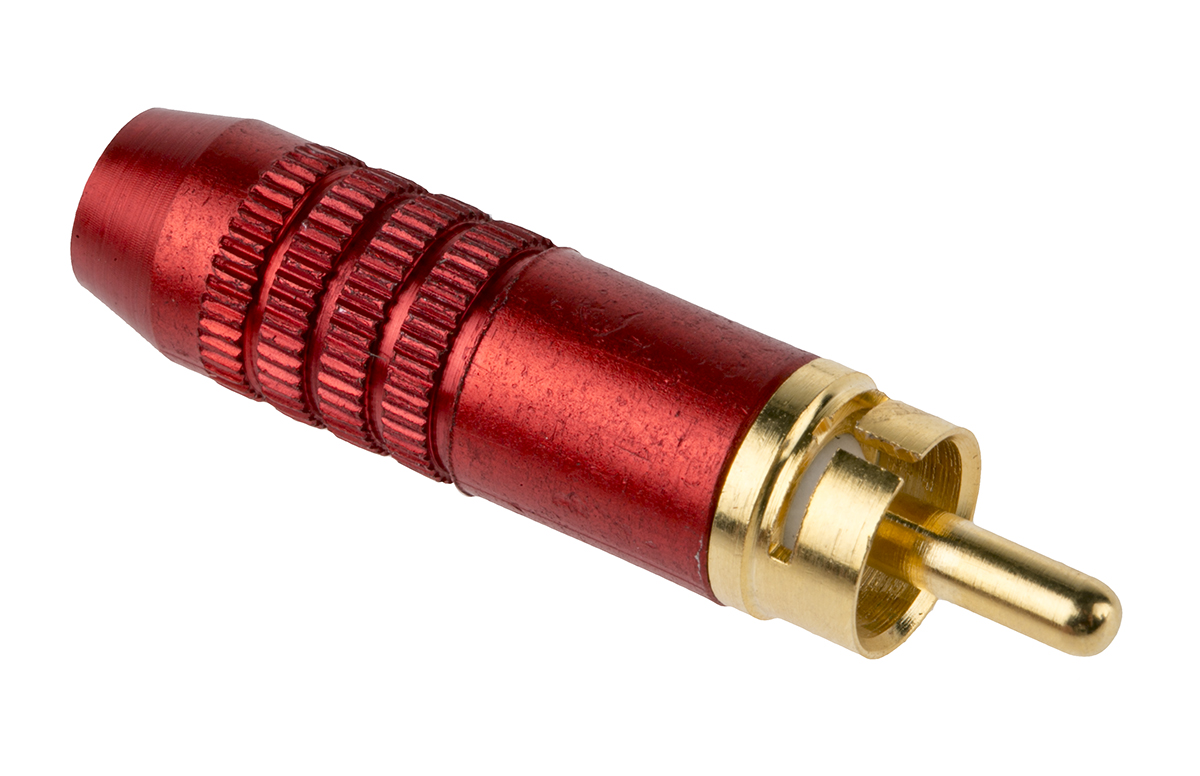 RS PRO Red Cable Mount RCA Plug, Gold, 5A