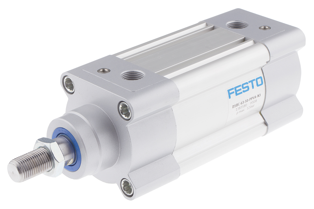 Festo Pneumatic Piston Rod Cylinder - 1383580 63 mm Bore, 50 mm DSBC Series, Double Acting Acting
