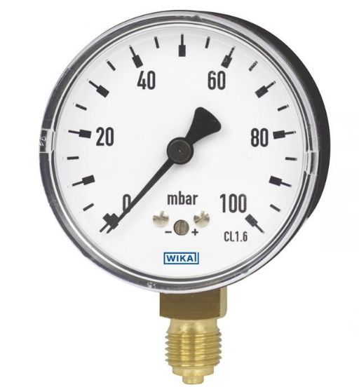 WIKA G 1/4 Analogue Pressure Gauge 400mbar Bottom Entry 63mm Outside Diameter