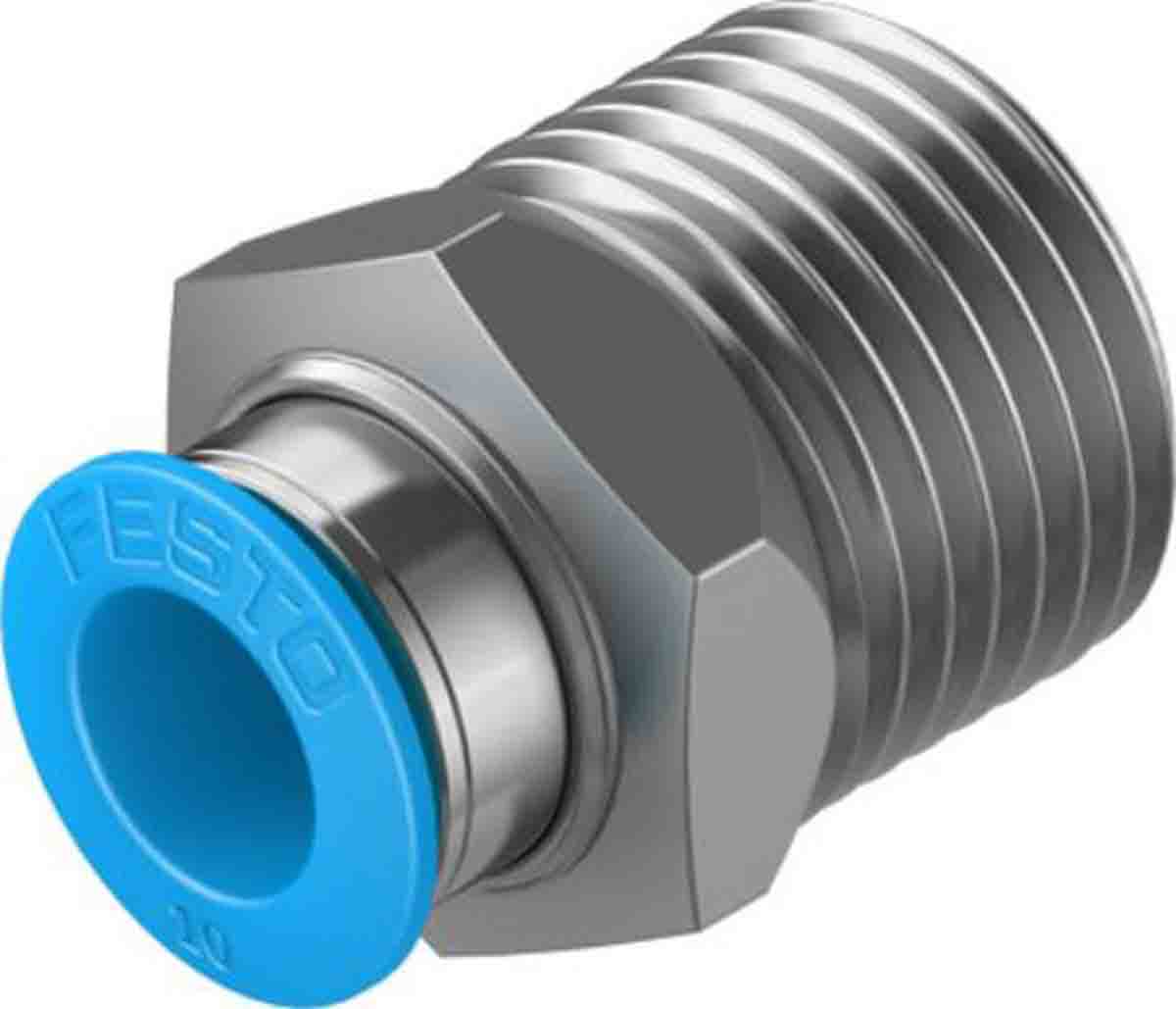 Festo Straight Threaded Adaptor, R 1/2 Male to Push In 10 mm, Threaded-to-Tube Connection Style, 133189