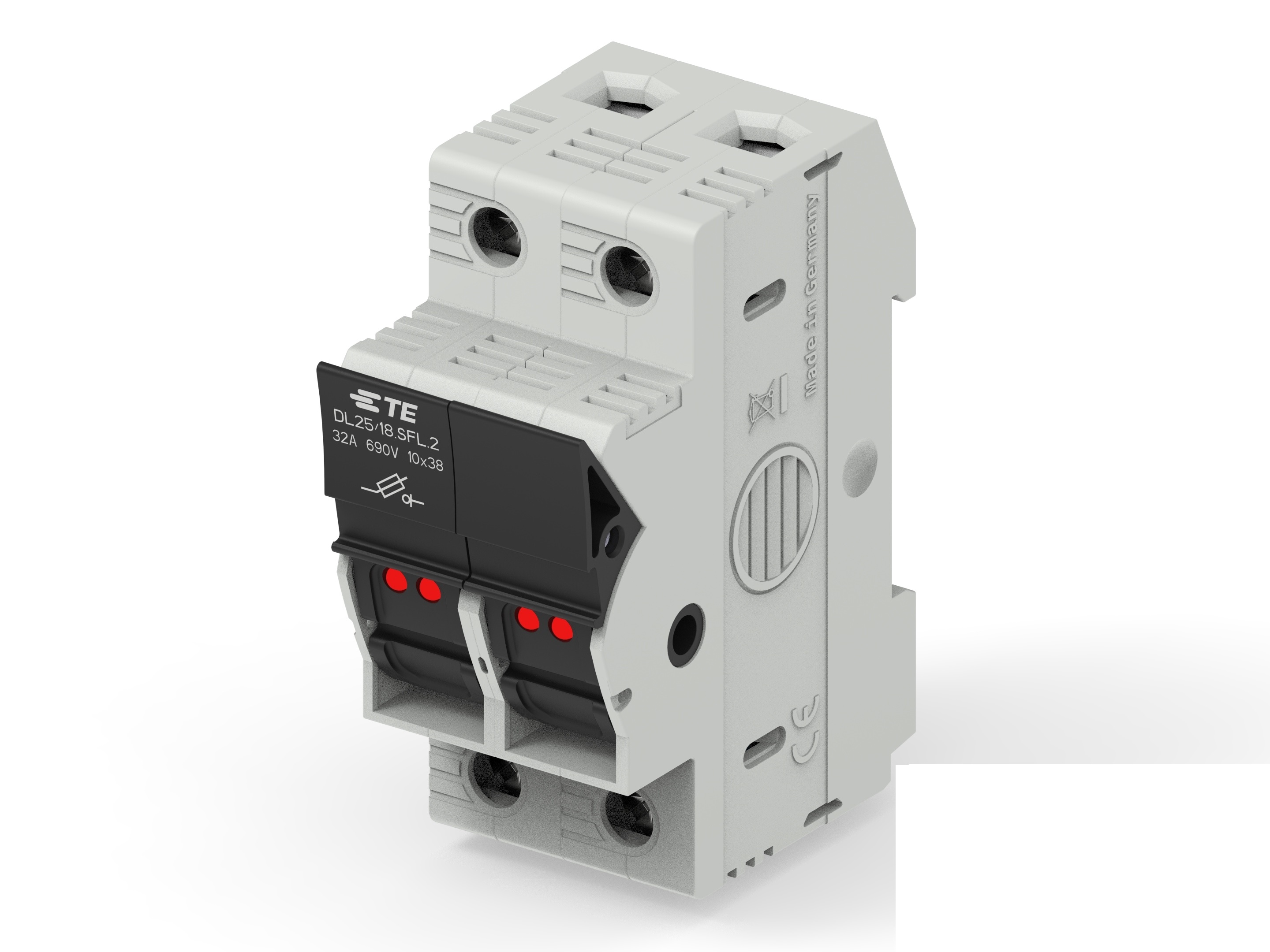 TE Connectivity 30A Fuse Holder for 10 x 38mm Fuse, 2P, 600V