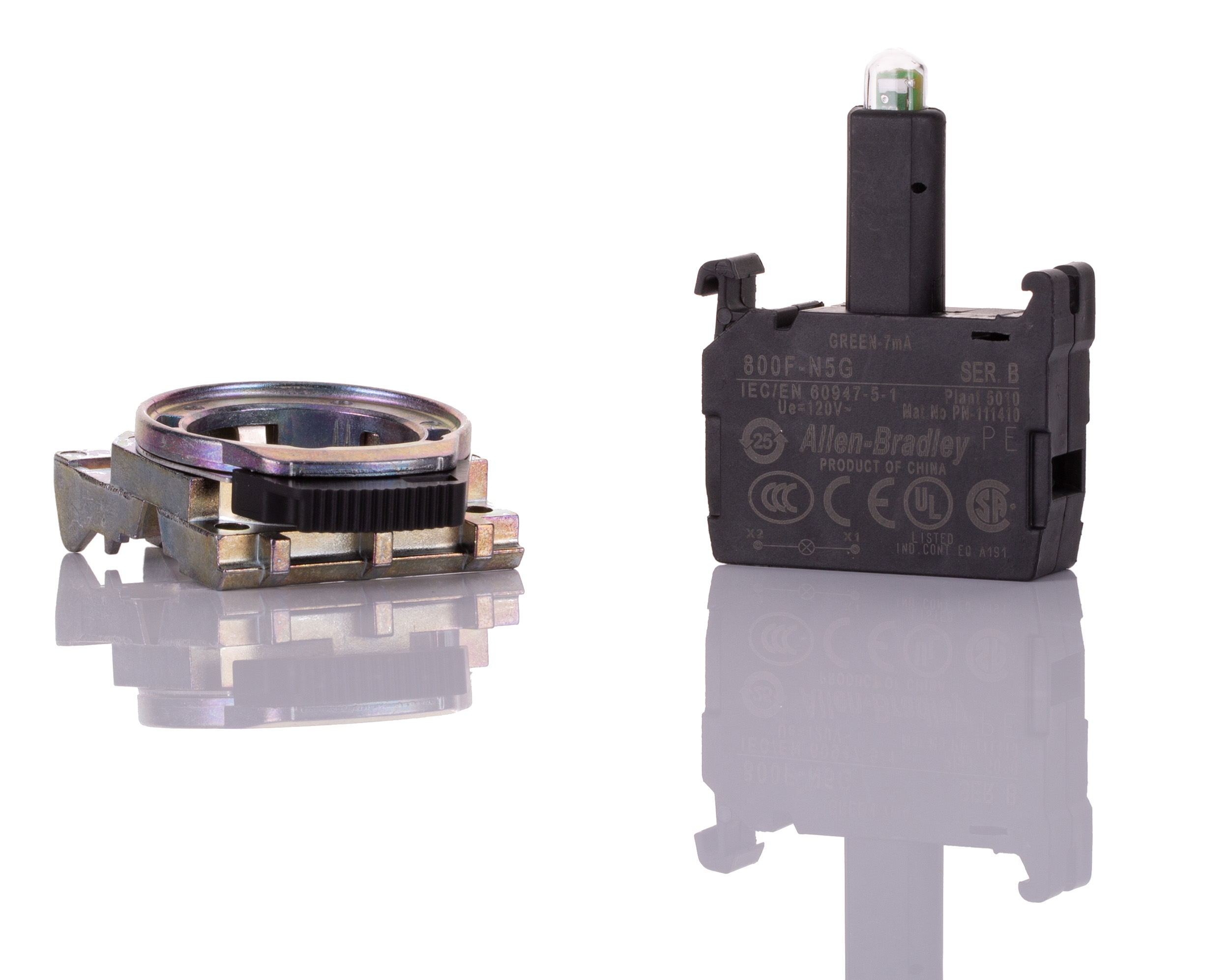 Allen Bradley 800F Series Light Block, 120V ac, Green Light