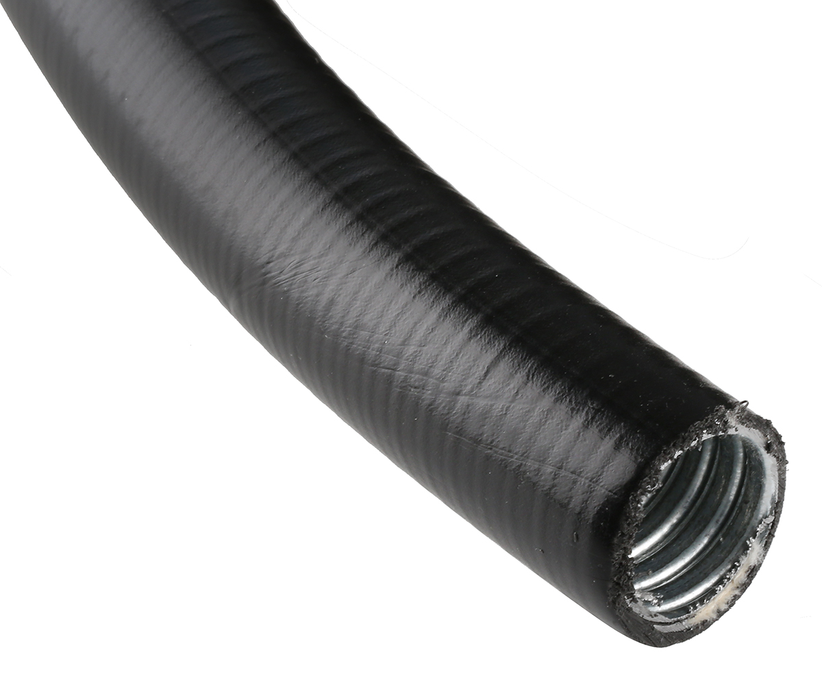 Adaptaflex Flexible, Liquid Tight Conduit, 25mm Nominal Diameter, Galvanised Steel, Black
