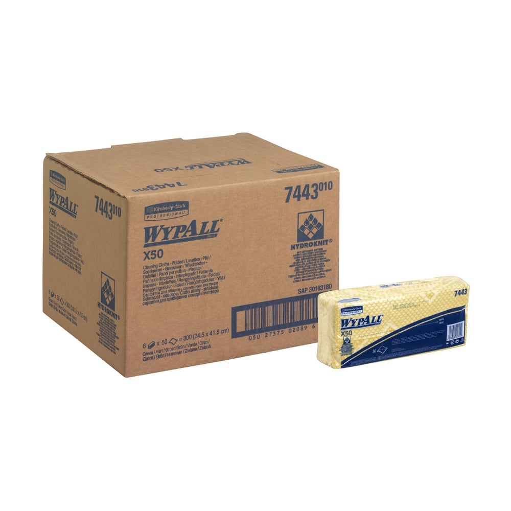 WYPALL WypAll Yellow Cloths for General Cleaning, Dry Use, Pack of 50, 416 x 245mm, Repeat Use