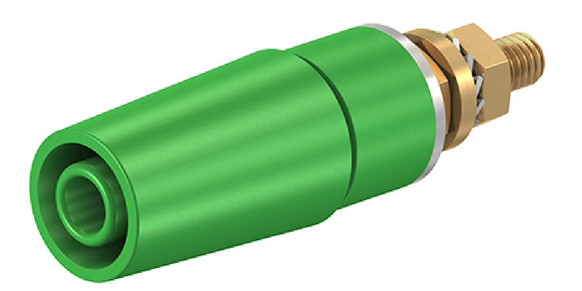 Staubli Green Female Banana Socket, 4 mm Connector, Bolt Termination, 32A, 600V, Gold Plating