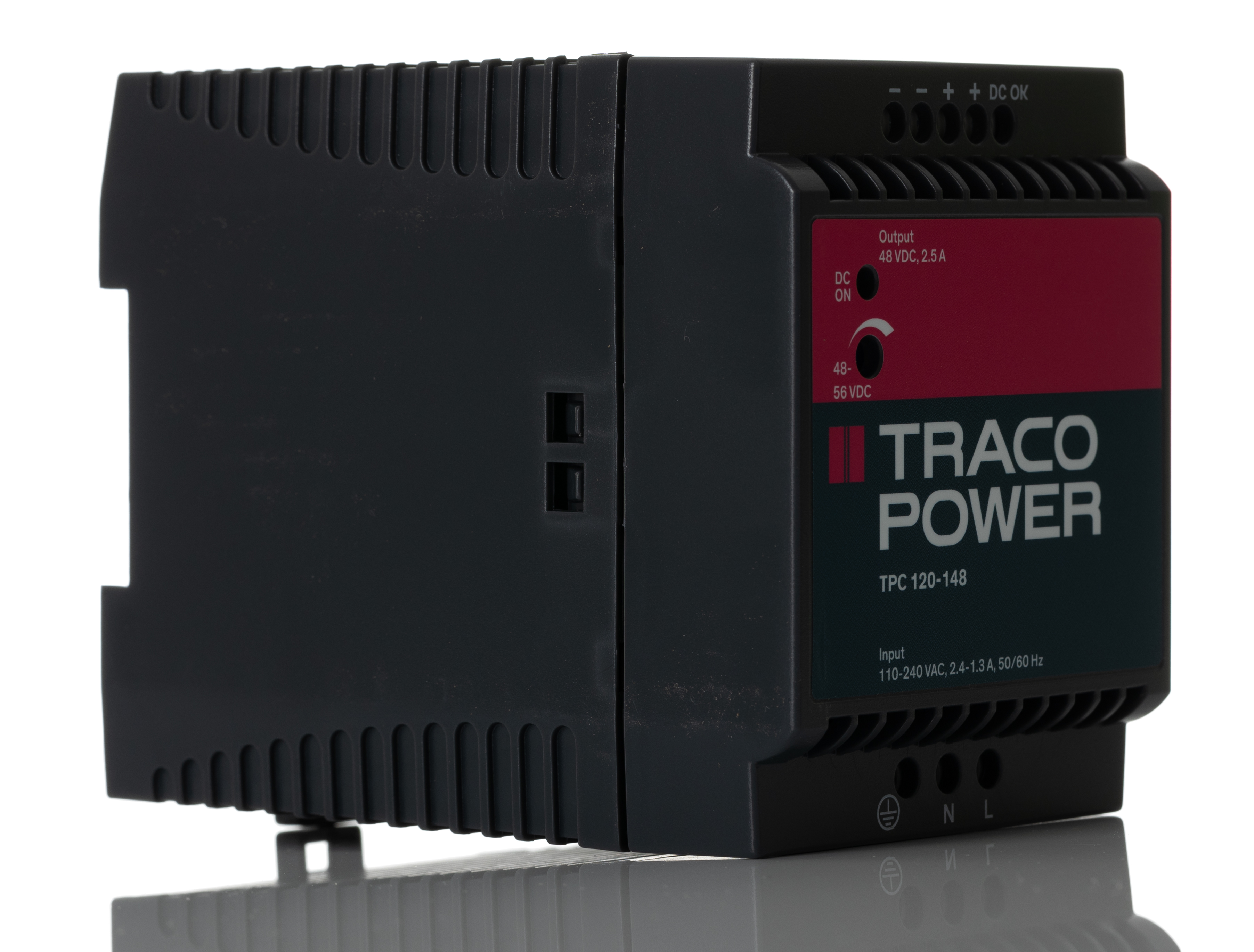 TRACOPOWER TPC Switched Mode DIN Rail Power Supply, 85 → 264 V ac / 90 → 375V dc ac, dc Input, 48V dc dc