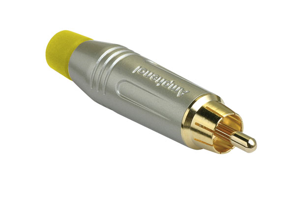 Amphenol Industrial Satin Gold Cable Mount RCA Plug, Gold, 10A