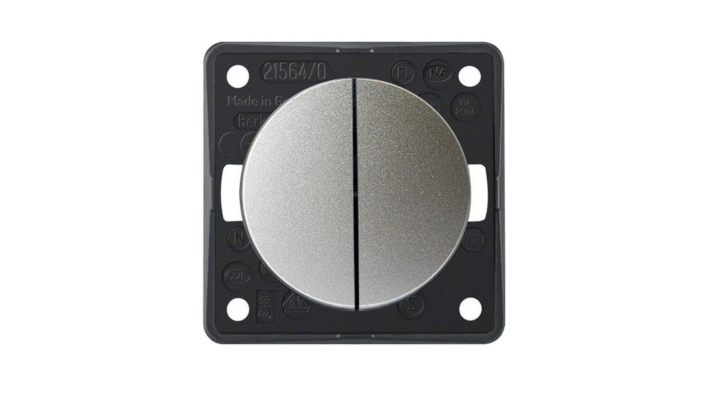 Berker Chrome Rocker Switch, 2 Gang, INTEGRO
