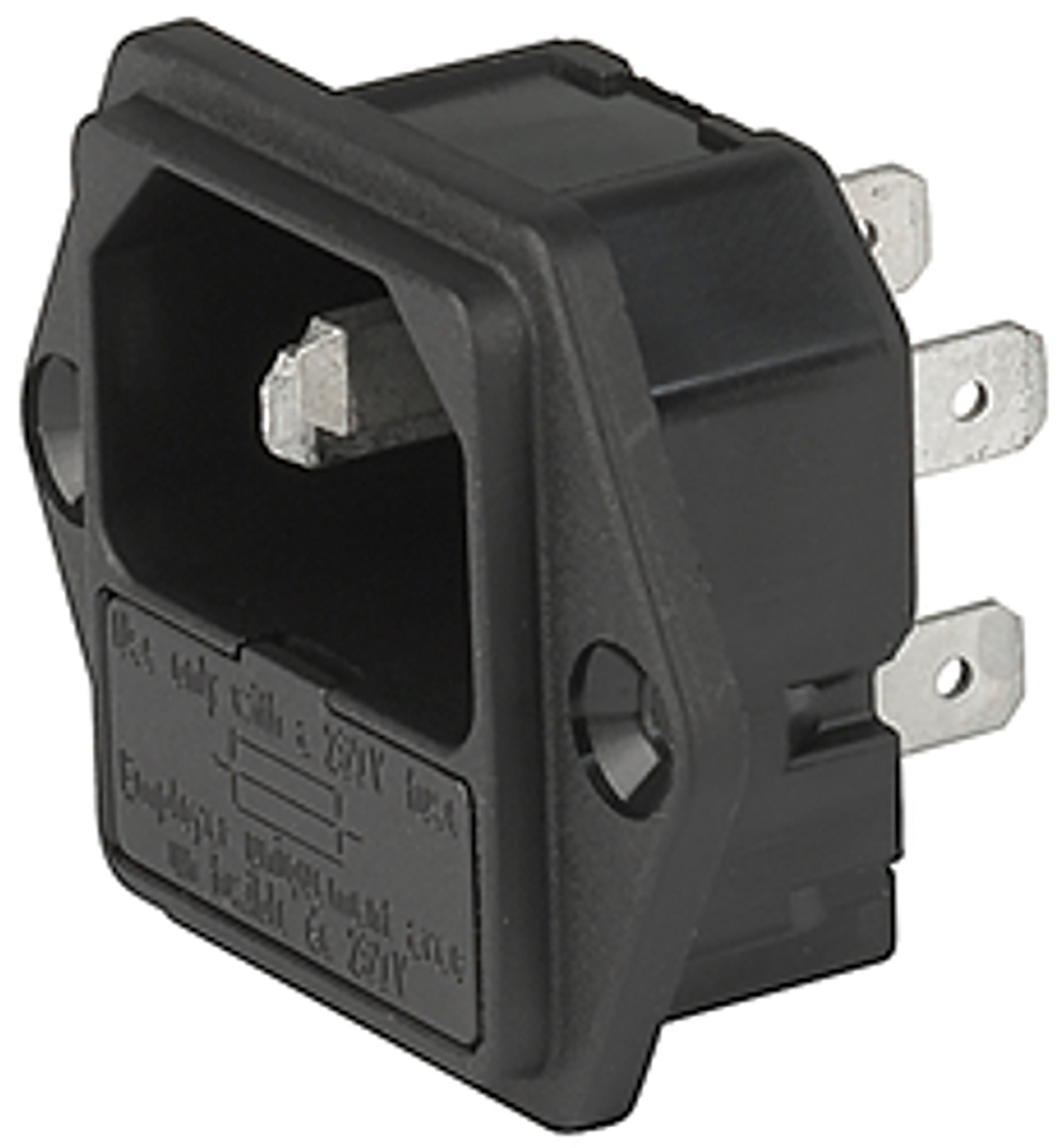 Schurter C14 Panel Mount IEC Connector Male, 10A, 250 V, Fuse Size 5 x 20mm