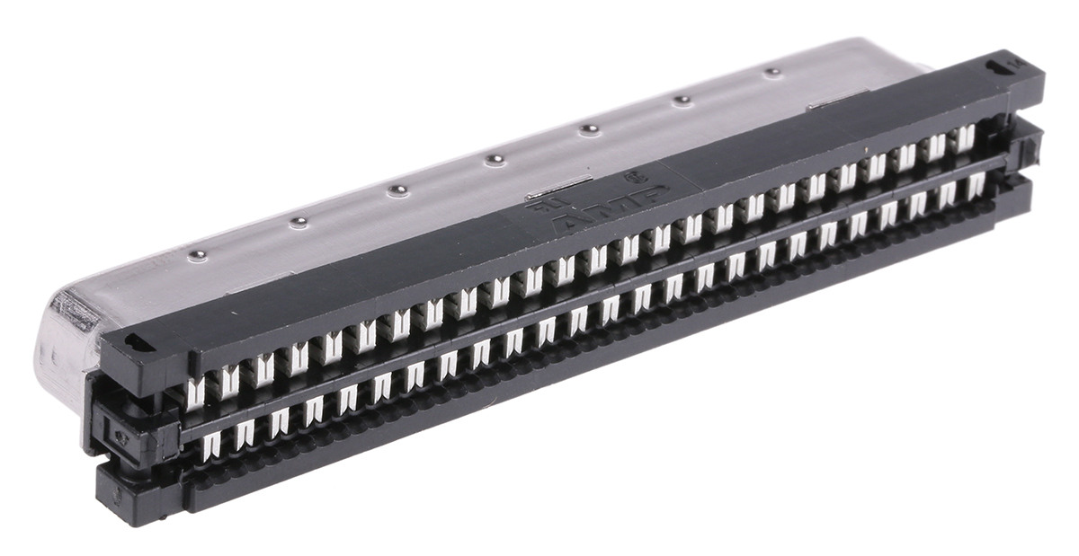 TE Connectivity Male 100 Pin Right Angle Cable Mount SCSI Connector 1.27mm Pitch, IDC