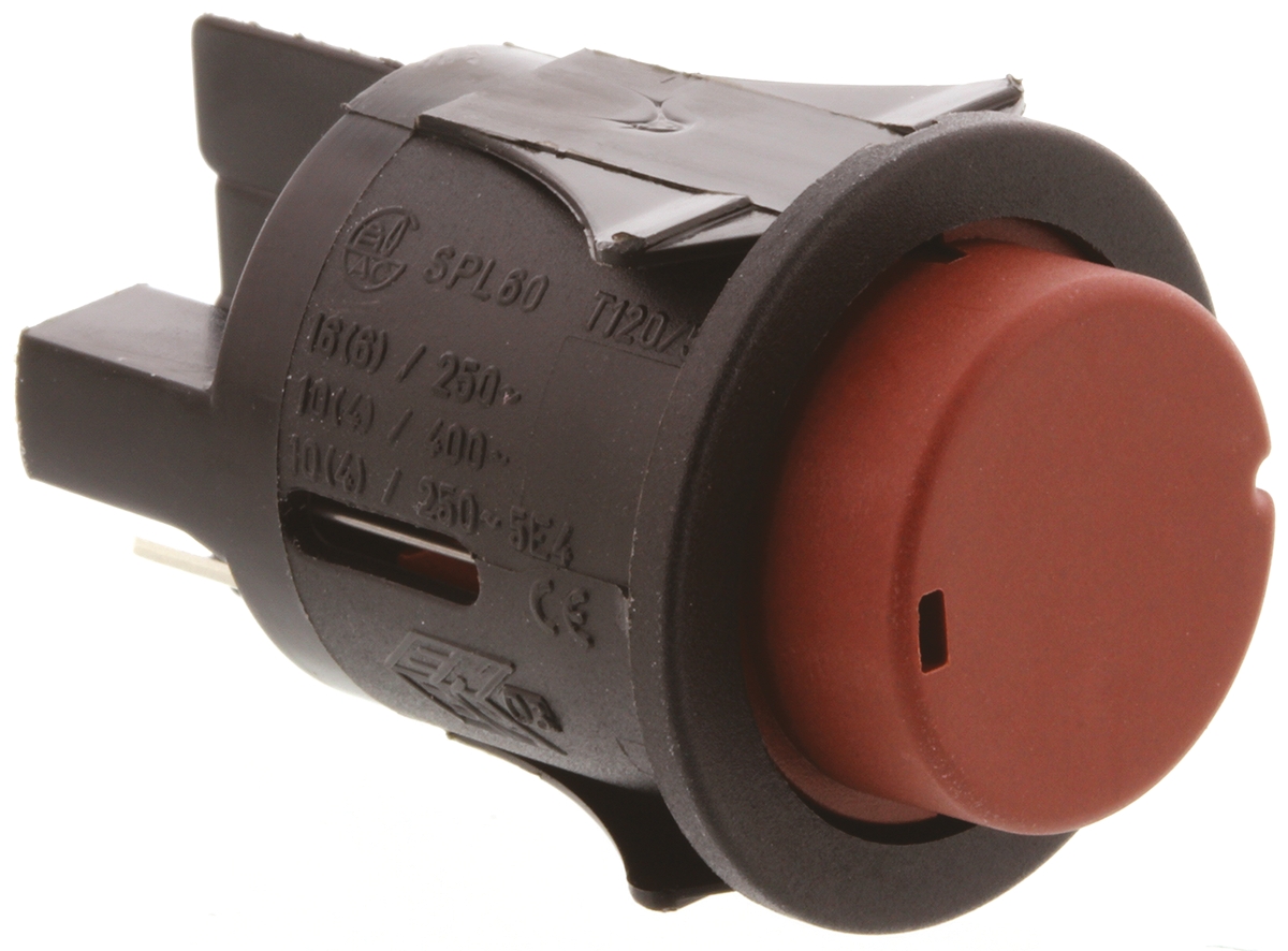 Molveno Push Button Switch, Latching, Panel Mount, 25mm Cutout, SPST