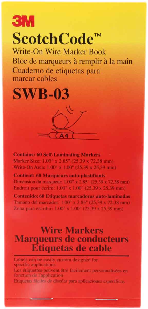 3M SWB -03 Adhesive Cable Marker Book, White, 8 → 15mm Cable, SWB-03