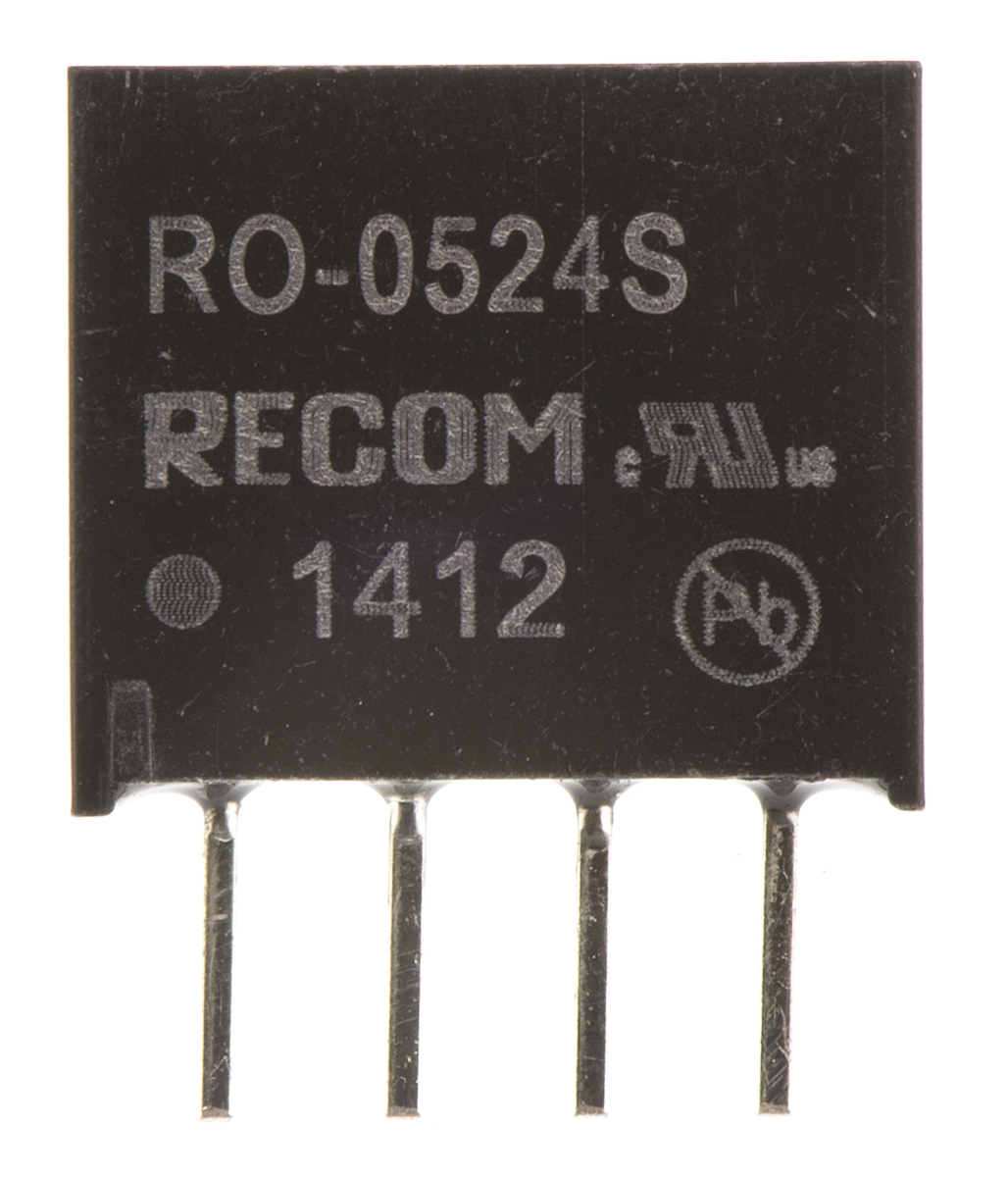 Recom RO DC-DC Converter, 24V dc/ 42mA Output, 4.5 → 5.5 V dc Input, 1W, Through Hole, +85°C Max Temp -40°C Min