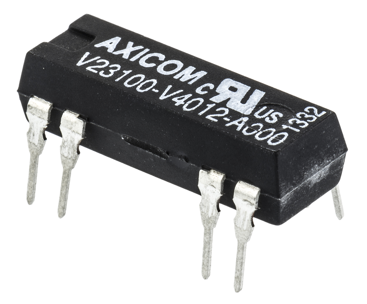 TE Connectivity PCB Mount Reed Relay, 12V dc Coil, SPST, 200V dc Max, 1 A Max, 1000Ω