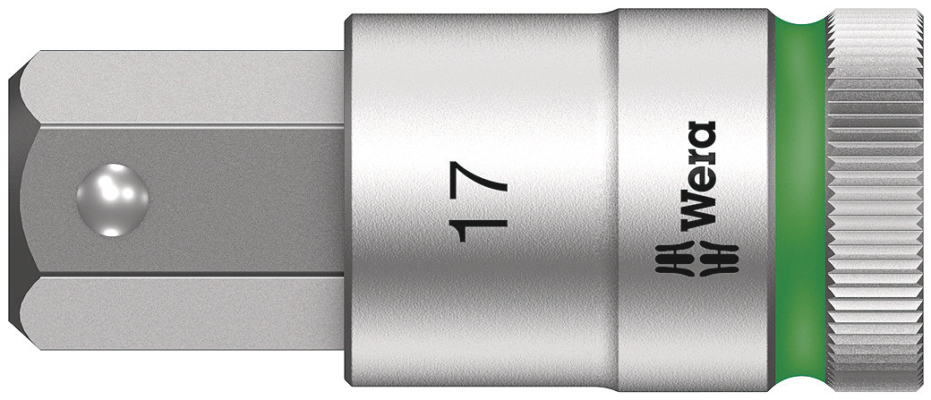 Wera 1/2 in Drive Bit Socket, Hex Bit, 17mm, 60 mm Overall Length