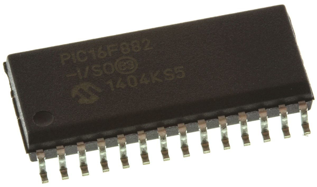 Microchip PIC16F882-I/SO, 8 bit PIC, PIC16F882 Microcontroller, 40 MHz, 3.5kB FLASH, 28-Pin SOIC