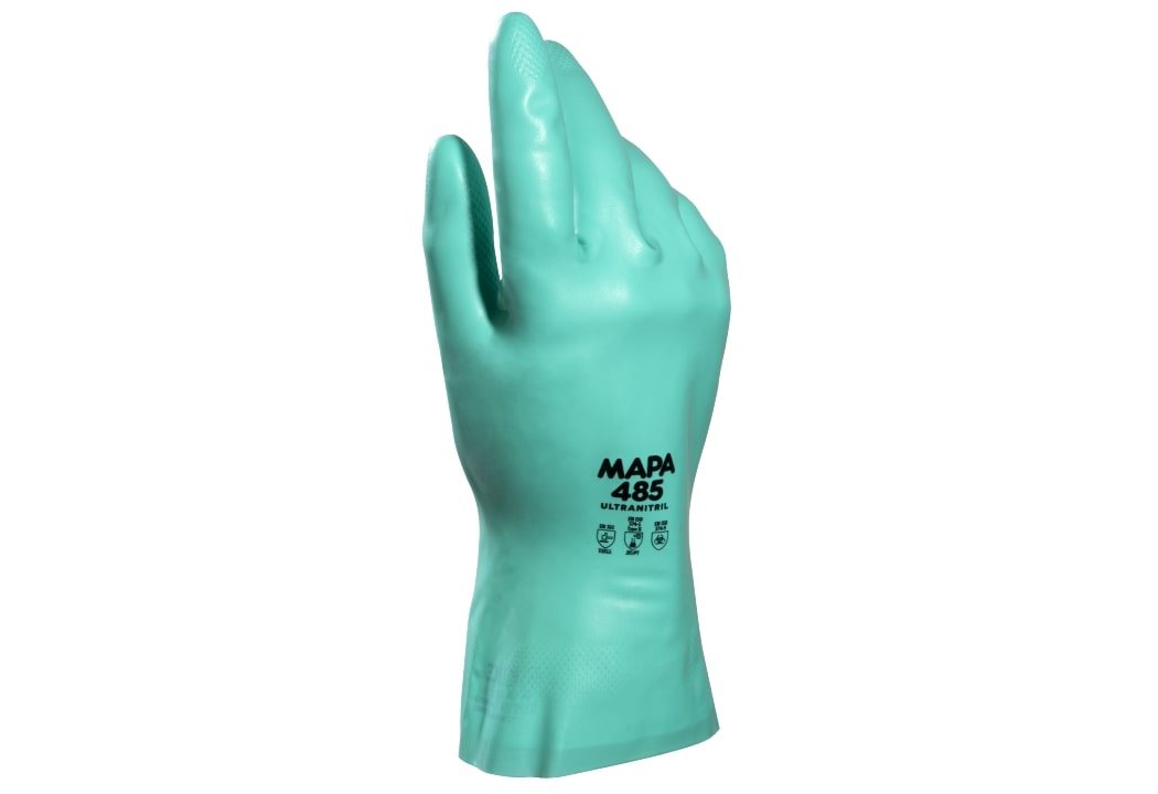 Mapa Ultranitril Green Nitrile Work Gloves, Size 9, Uncoated Coating