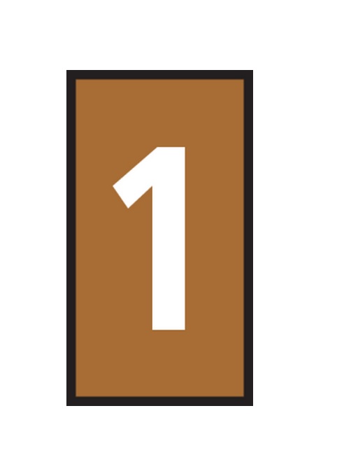 HellermannTyton WIC Snap On Clip On Cable Marker, Brown, Pre-printed "1", 2.8 → 3.8mm Cable, for Cables and