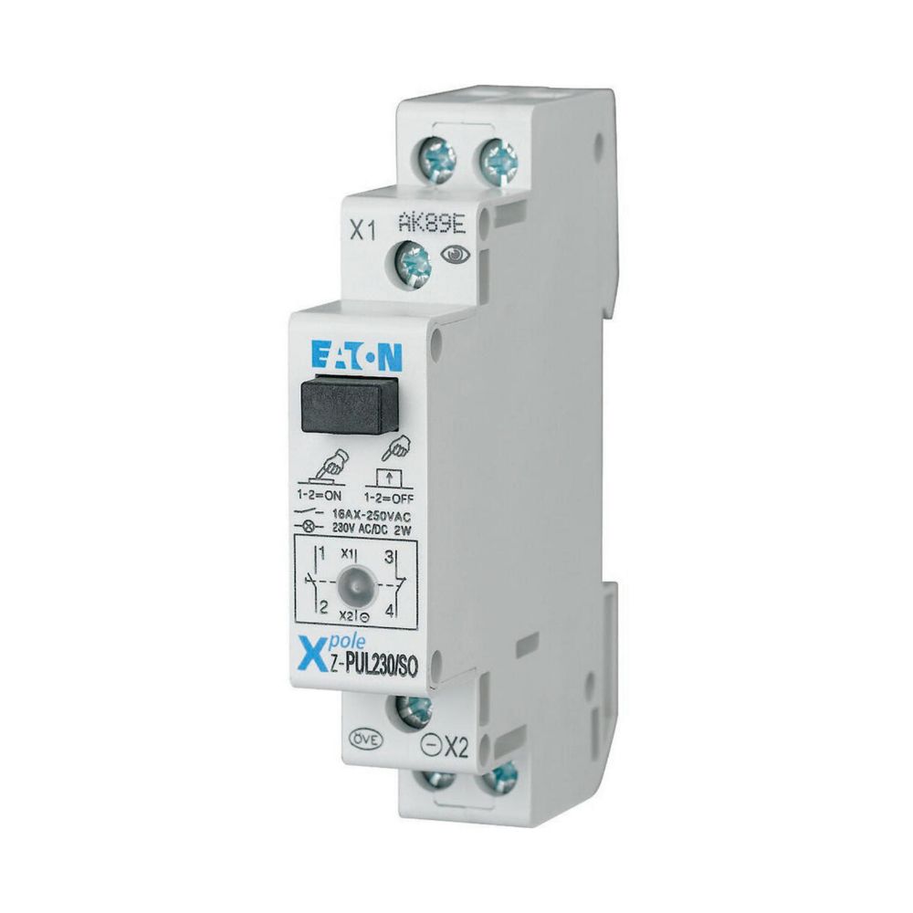 Eaton Z-PUL Series Push Button Switch, DIN Rail, 1NC, 1NO, 250V, IP40