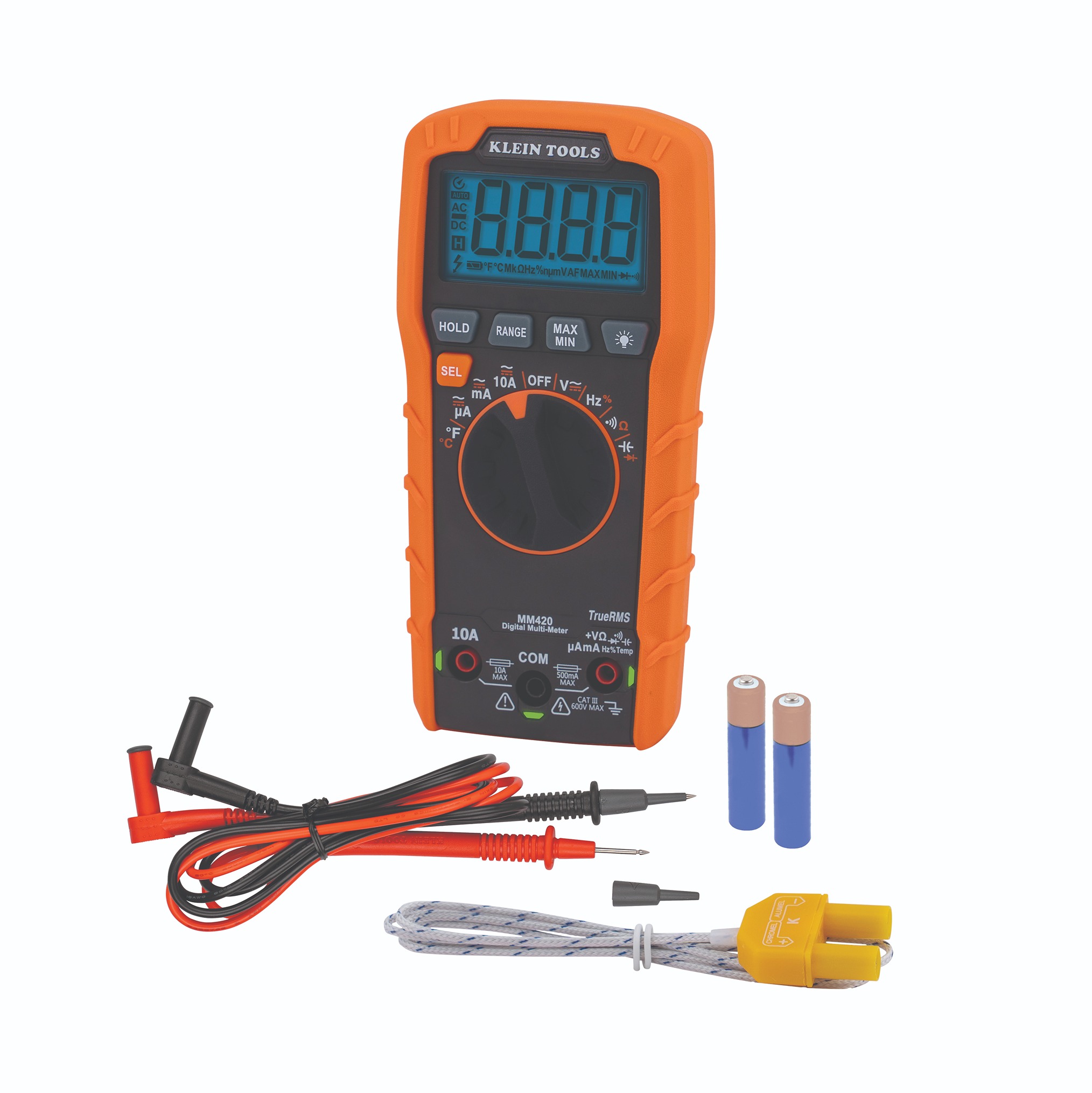 Klein Tools MM420 Handheld LCD Multimeter, 10A dc Max, 600V ac Max