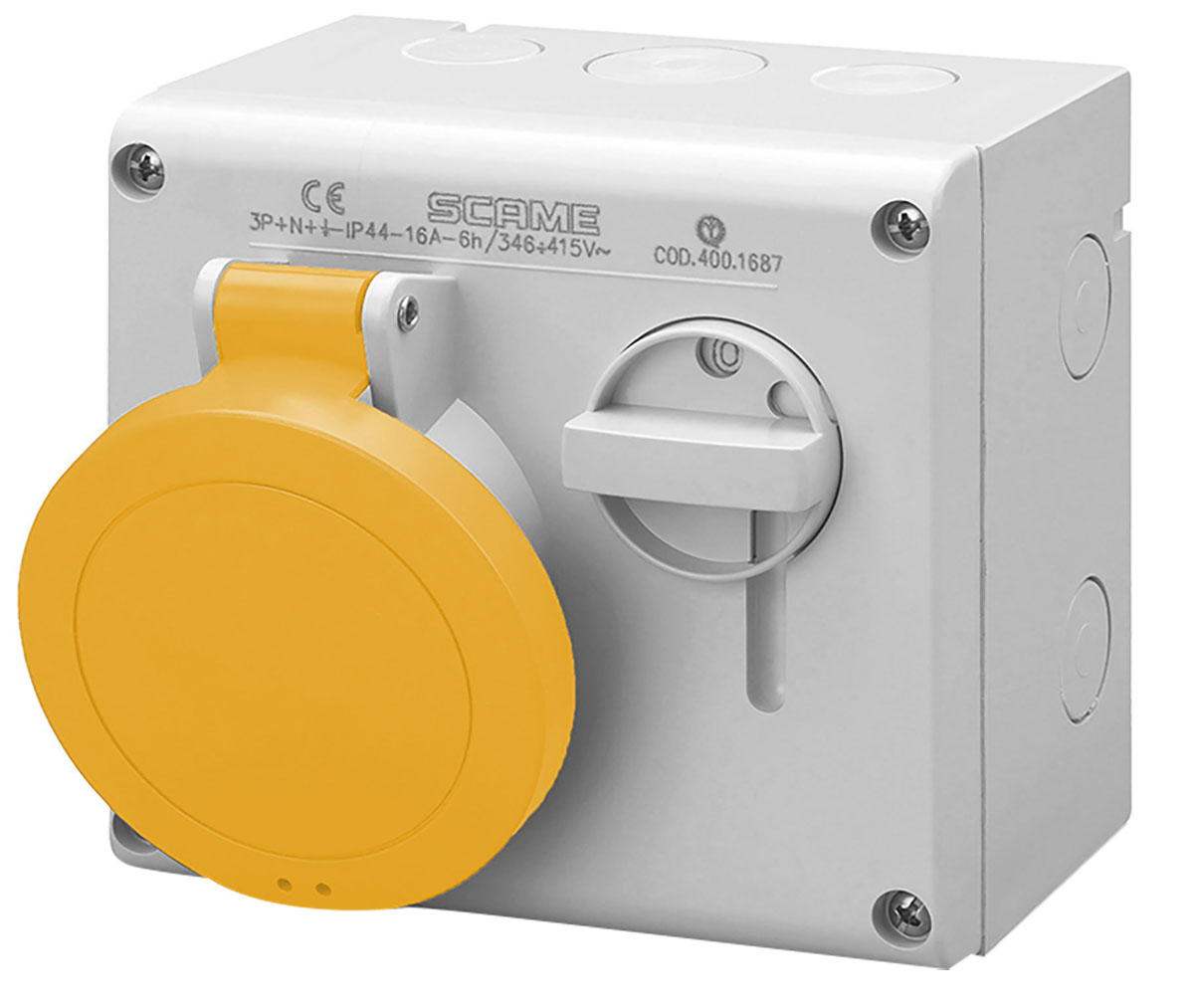 Scame Switchable IP44 Industrial Interlock Socket 2P+E, Earthing Position 4h, 32A, 130 V