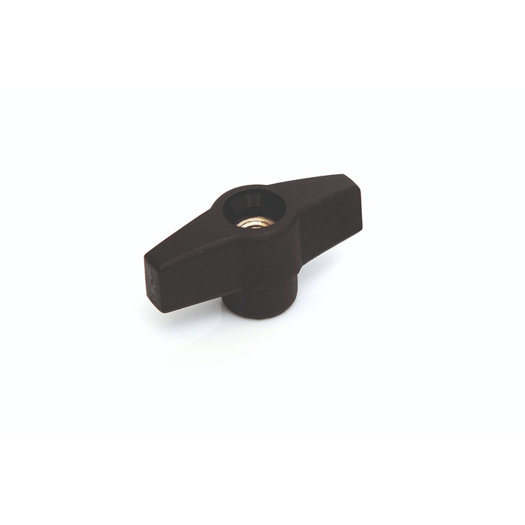 RS PRO Black Thermoplastic Wing Clamping Knob, M5, Threaded Mount