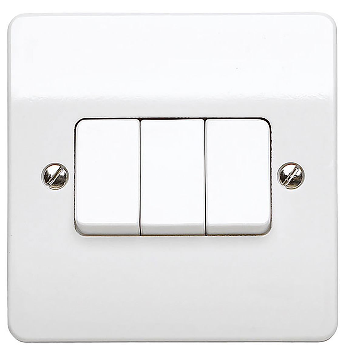 MK Electric White Rocker Light Switch, 2 Way, 3 Gang, Logic Plus
