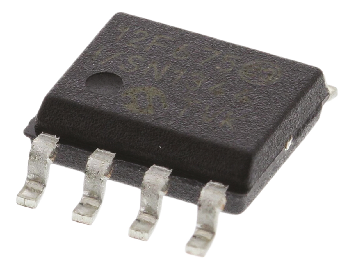 Microchip, 8 bit PIC Microcontroller, 20 MHz, 1.75kB FLASH, 8-Pin SOIC