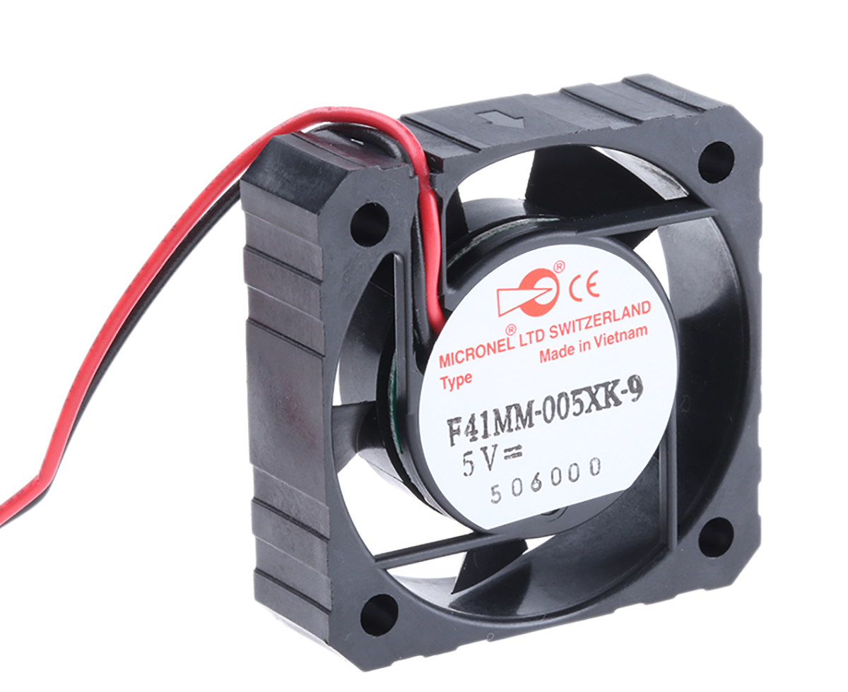 Micronel F41 Series Axial Fan, 5 V dc, DC Operation, 8.4m³/h, 565mW, 140mA Max, 41 x 41 x 12mm