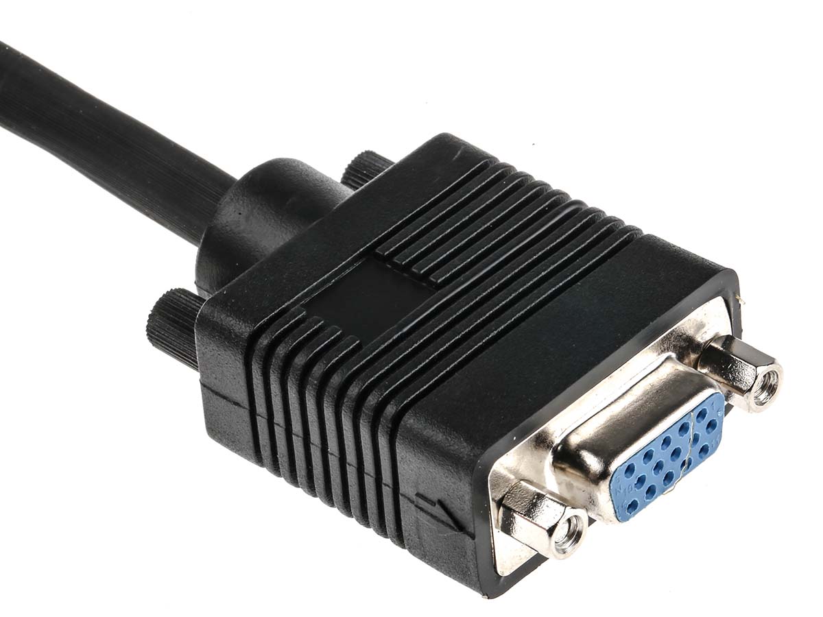 RS PRO Male VGA to Female SVGA Cable, 500mm Black
