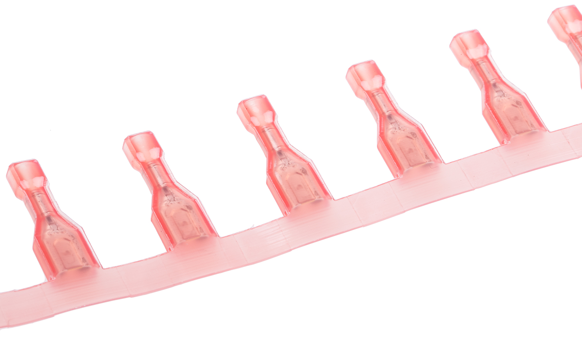TE Connectivity Ultra-Fast .187 Red Insulated Female Spade Connector, Receptacle, 4.75 x 0.81mm Tab Size, 0.3mm² to