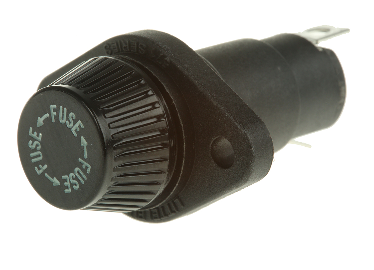 Littelfuse 20A Panel Mount Fuse Holder for 10 x 38mm Fuse, 600V ac