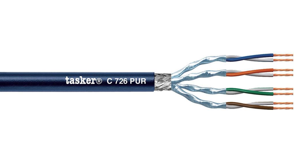 TaskerC726 Cat7, Dark Blue Male, Tinned Copper Braid, Unterminated Polyurethane Sheath
