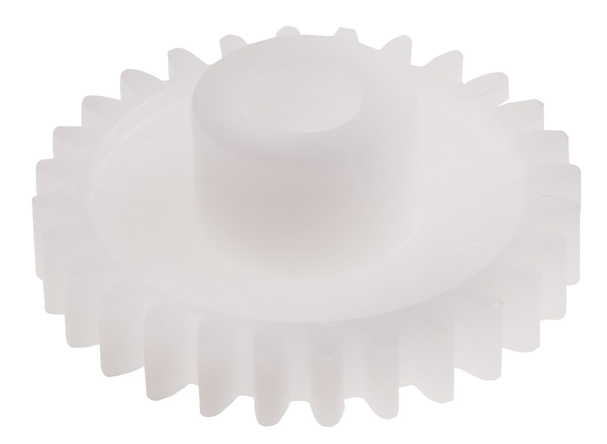 RS PRO POM 25 Teeth Spur Gear, 0.5 Module, 4mm Bore Diam, 12.5mm Pitch Diam, 8mm Hub Diam